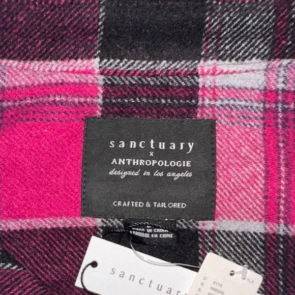 sanctuary x Anthropologie Fuchsia and Black Plaid Long Sleeve Dress - Picture 3 of 8